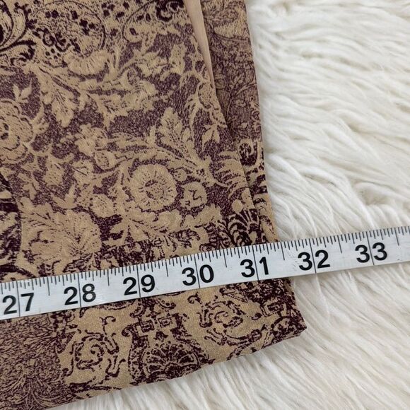 Talbots Elegant Brown Patterned Silk Midi Skirt Size 14 - Picture 4 of 11